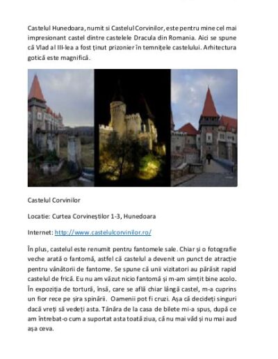 Ghid de calatorie Transilvania Castelul Hunedoara
