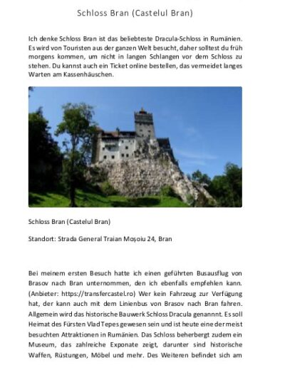 Toms Reiseführer Transsilvanien Burg Bran